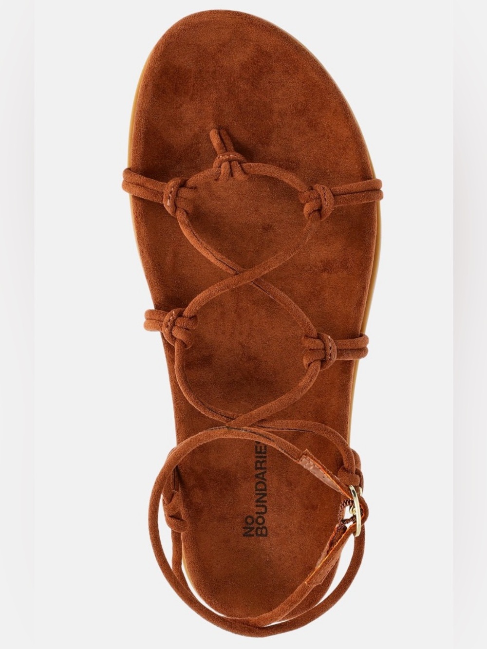 NWT No Boundaries Suede Strappy Lace up Sandal in Chestnut Brown